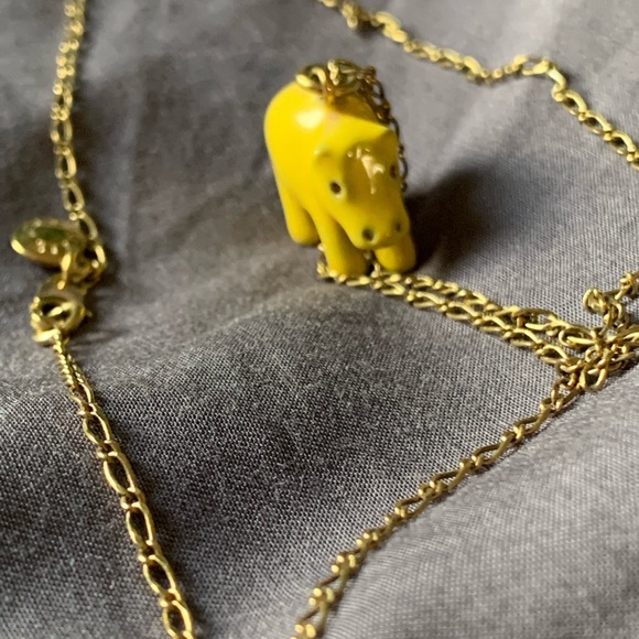 J. Crew yellow enamel hippo necklace on gold chain - Picture 6 of 7